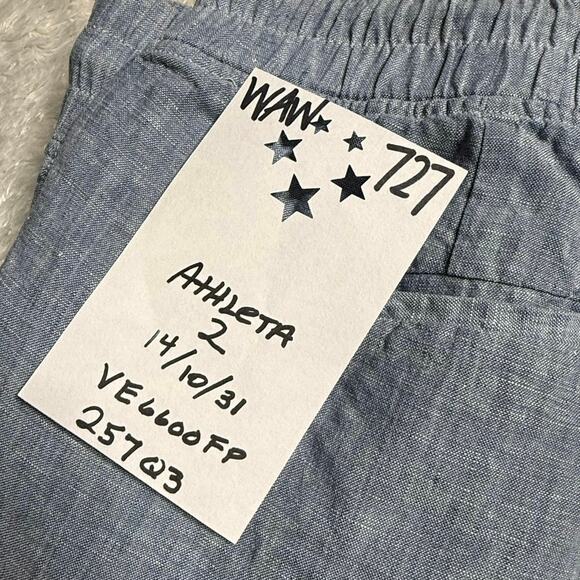 Athleta Pants Women's 2 Light Blue 100% Linen - Picture 3 of 6